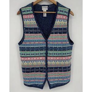 90s Granny Sweater Vest Sequin Knit Beads Women's Size Small Napa Valley Vintage